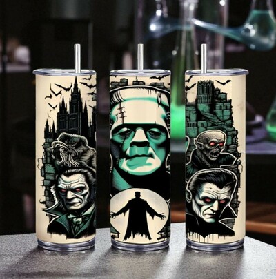 Frankenstein's Monster Universal Monsters Gothic Castle, Nostalgia, 20oz Tumbler - Free Delivery 