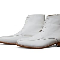 Crafted Leather Classic White Leather Chukka Boot - Thumbnail 1
