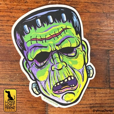 Frankenstein retro mask sticker 2”x3”