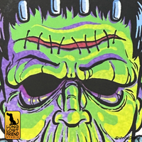 Frankenstein Retro Mask Sticker 2”x3” - Thumbnail 1
