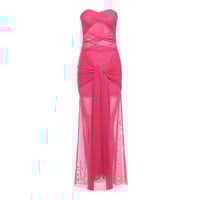 Fashionable and sexy tube top one-shoulder see-through strappy slim dress - Thumbnail 3