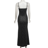 French style slim backless polka dot suspender dress - Thumbnail 2