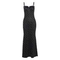 French style slim backless polka dot suspender dress - Thumbnail 5