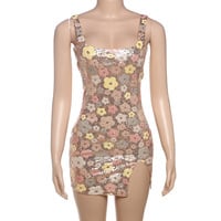 Fashionable and sexy slim-fit square-neck sequined hip-wrapped slit dress - Thumbnail 3