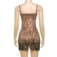 Sexy leopard print slim backless lace patchwork suspender dress - Thumbnail 4