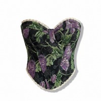 Retro flower print wrap chest lace lace French niche fishbone small vest - Thumbnail 4