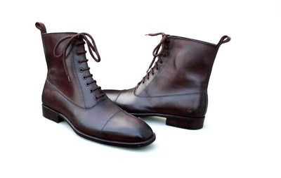  Crafted Leather Dark Brown Classic Handmade Ankle High Lace up Boot