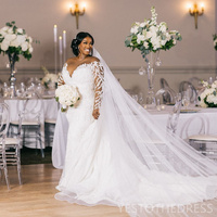 Plus Size Wedding Dresses Bridal Gowns Mermaid Wedding Gowns Detachable Train - Thumbnail 1