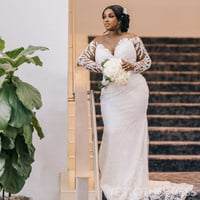 Plus Size Wedding Dresses Bridal Gowns Mermaid Wedding Gowns Detachable Train - Thumbnail 4