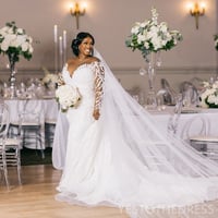 Plus Size Wedding Dresses Bridal Gowns Mermaid Wedding Gowns Detachable Train - Thumbnail 5