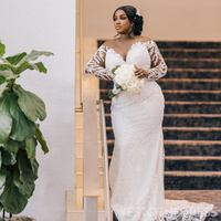 Plus Size Wedding Dresses Bridal Gowns Mermaid Wedding Gowns Detachable Train - Thumbnail 8