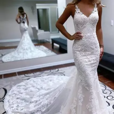 Sexy backless mermaid lace wedding dresses