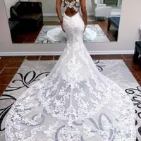 Sexy Backless Mermaid Lace Wedding Dresses - Thumbnail 1
