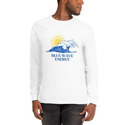 Blue wave energy mens long sleeve shirt