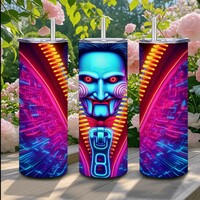 Movie SAW; Jigsaw Billy Tumbler | Zipper Design | 20oz Stainless Tumbler| Free Ship - Thumbnail 4