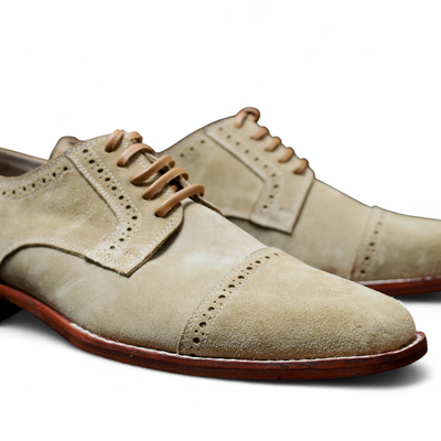 Crafted leather classic men genuine suede leather dress lace up shoes - Thumbnail 2