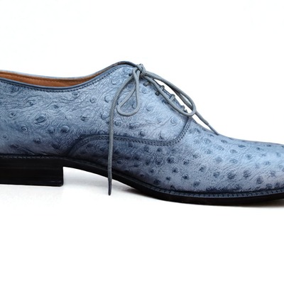 Crafted leather classic ostrich leather dress shoes - Thumbnail 2