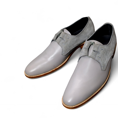 Crafted leather classic gray calf suede leather oxford lace up dress shoes - Thumbnail 2