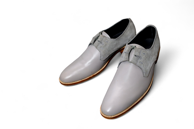 Crafted Leather Classic Gray Calf Suede Leather Oxford Lace up Dress Shoes
