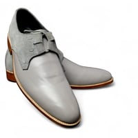 Crafted Leather Classic Gray Calf Suede Leather Oxford Lace up Dress Shoes - Thumbnail 1