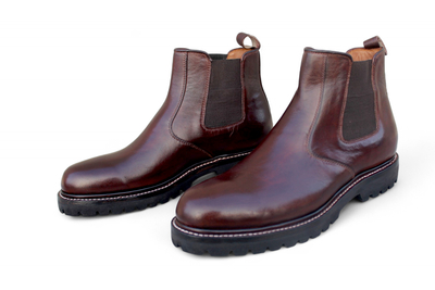 Crafted Leather Handmade Men Dark Brown Leather Chelsea Dress Boot