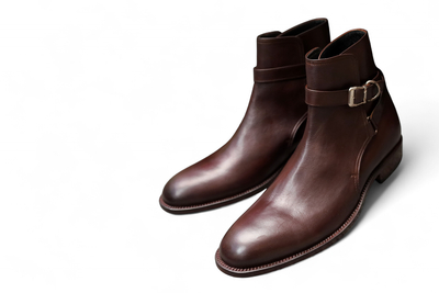 Crafted Leather Handmade Brown Leather Buckle Strap Jodhpur Boot