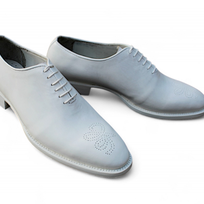 Crafted leather men classic white leather oxford lace up dress shoes - Thumbnail 1