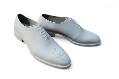 Crafted Leather Men Classic White Leather Oxford Lace up Dress Shoes