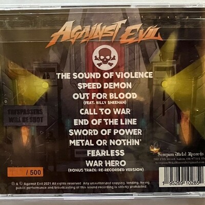Against evil - end of the line (new 2021 cd from scorpion metal - billy sheehan guest on bass)
