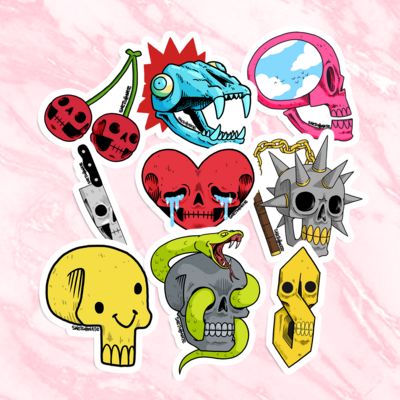 Skulls sticker pack (9pc)