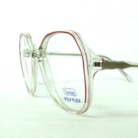 Mrs Doubtfire 1980's Vintage Clear and Red Pink Big Eyeglasses - Thumbnail 2
