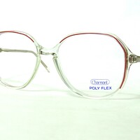 Mrs Doubtfire 1980's Vintage Clear and Red Pink Big Eyeglasses - Thumbnail 3