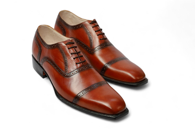 Crafted Leather Handmade Men Brown Leather Oxford Dress Shoes