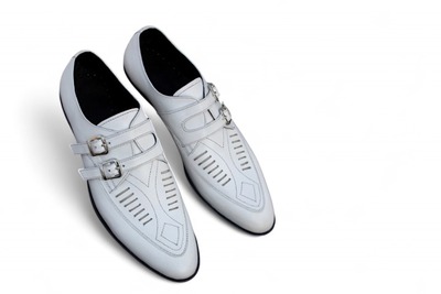 Crafted Leather New Handmade Men's White Leather Duckies Monk Strap Loafer Shoes