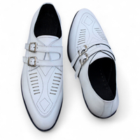 Crafted Leather New Handmade Men's White Leather Duckies Monk Strap Loafer Shoes - Thumbnail 1