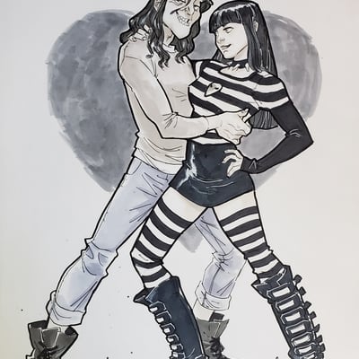 Commission - black and white - 2 characters