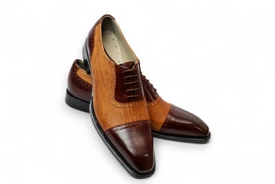 Crafted Leather Handmade Men Brown Leather Oxford Lace up Dress Shoes