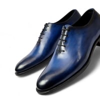 Crafted Leather Handmade Men Blue Leather Oxford Lace up Dress Shoes - Thumbnail 1