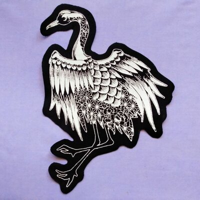 Large japanese crane sew-on back patches