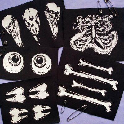 Anatomy & bones goth punk sew-on patch sets collections