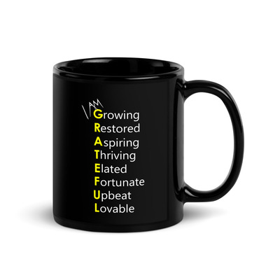 I am grateful word power mug