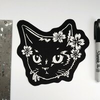 Japanese Black Cat & Sakura Cherry Blssoms Patch - Thumbnail 2