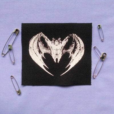 Heart shaped bat goth punk sew-on patches