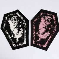 Bat & Moon Lace Coffin Goth Sew-on Patches - Thumbnail 1