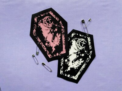 Bat & Moon Lace Coffin Goth Punk Patch
