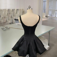 Black A-Line Short/Mini Prom Party Dress with Rhinestones - Thumbnail 1