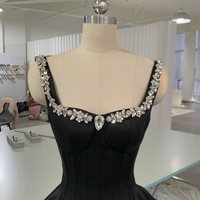 Black A-Line Short/Mini Prom Party Dress with Rhinestones - Thumbnail 2