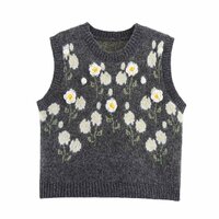 Street Fashion 3D Flower Knitted Vest - Thumbnail 2