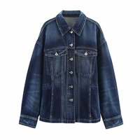 Street Fashion Casual Denim Long Sleeve Jacket - Thumbnail 2