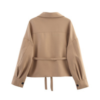 Solid color 3D pocket belt-decorated jacket top - Thumbnail 2